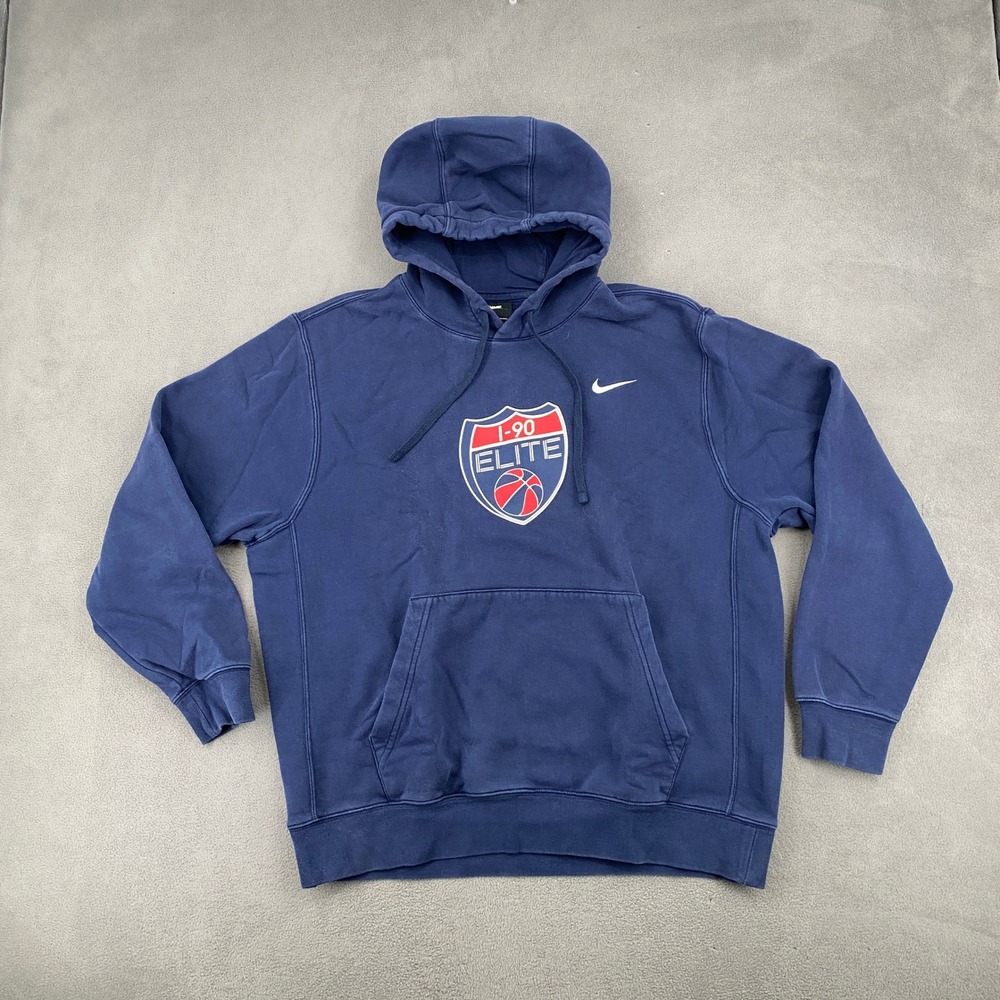 Nike I-90 Elite Basketball Hoodie Mens Large Navy Blue Pullover Sweatshirt 8225